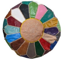 Pouf cuir marocain - pouf, en