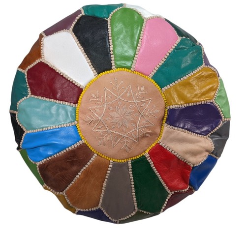 Pouf cuir marocain fait - cuir,