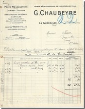 Vieille Lettre - G . CHAUBEYRE Usine Métalurgique -  la Guéroulde 1914