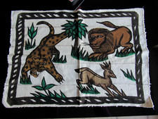 Toile De Korhogo Côte d'Ivoire Tenture Murale Tissu Ornemental Faune d' Afrique