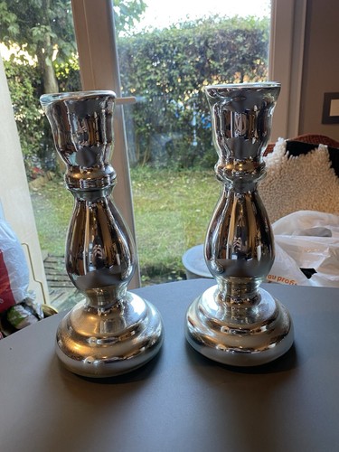 Paire bougeoirs anciens verre - paire,