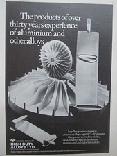 1/1974 PUB HAWKER SIDDELEY HIGH DUTY ALLOYS ALUMINIUM TITANIUM TURBINE BLADE AD