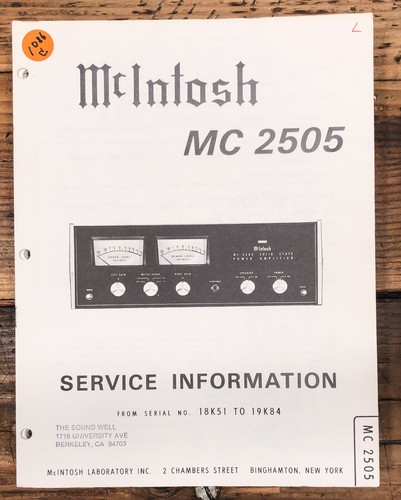 Mcintosh mc2505 2505 - mcintosh, mc-2505