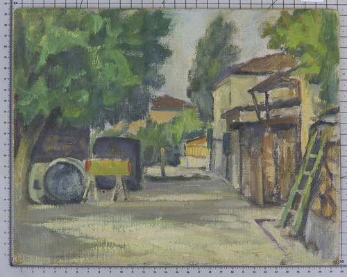 Vieux tableau vue campagne - tableau,