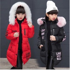 Manteau matelassé chaud hiver enfant fille veste rembourrée fourrure capuche parka manteaux longs