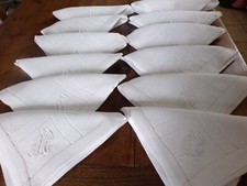 Serviettes de Table Anciennes en Lin  Monogramme " C L "