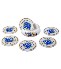 Marbre Thé Coaster Set Demi Précieux Pierres Incrustation Fait Maison Décor