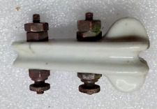 Ancien Isolateur en Porcelaine et Vis en Laiton