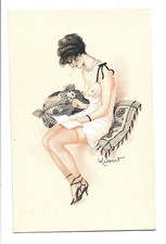 CPA Illustrateur MASSARD - EROTIQUE, FEMME AU LIVRE.. Seins nus...