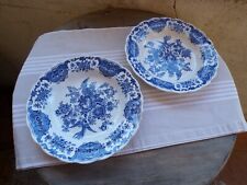 3 Assiettes oiseaux fleurs bleus Ridgway Windsor -Staffordshire England ( 38 )