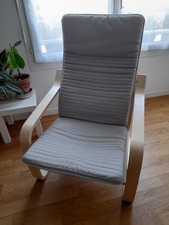 Fauteuil modèle Poäng - IKEA - Structure couleur chêne clair, coussin gris clair