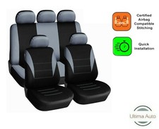 9 Pièce Complet Tissu Gris Voiture Siège Housses Set Peugeot 106 205 206 207 306