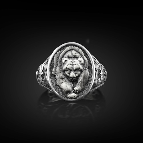 Bague homme chevalière ours