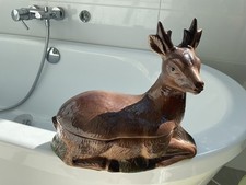 GRANDE TERRINE CHEVREUIL, FAIENCE CAUGANT, T.B.ETAT