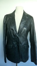 VESTE STEFANEL CUIR NAPPA NOIR TAILLE M 