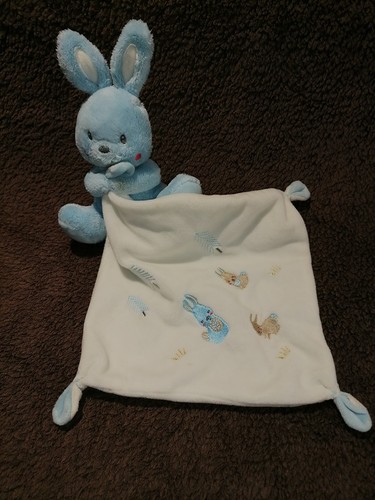 Doudou lapin bleu - lapin, mouchoir