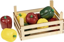 Accessoires cuisine - Poivrons dans une cagette en bois