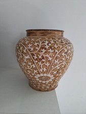 Vase Céramique potterie Asiatique à motif fleurs peint à la main 