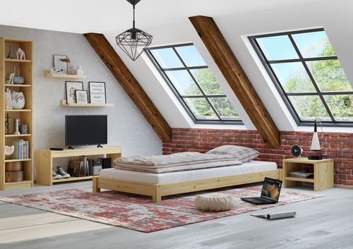 Lit simple pin - naturel, 100x200