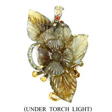 925 Argent Sterling Pendentif Labradorite Sculpture Saphir Pierre Précieuse Main