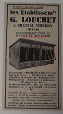 Publicité ancienne MAteriel d'elevage Louchet,Chateau Thierry,poulailler  1932