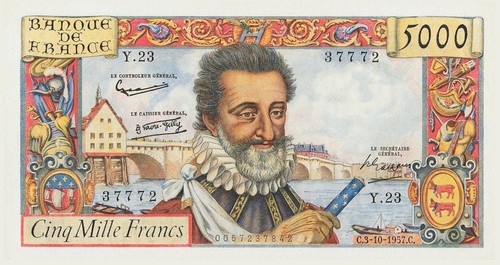 5000 francs henri france - francs,