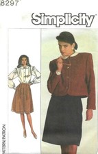 ??✂8297 PATRON SIMPLICITY VINTAGE  JUPE  PLISSEE BLOUSE VESTE COURTE     40