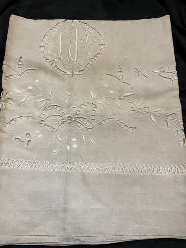 Drap ancien broderie richelieu - ancien,