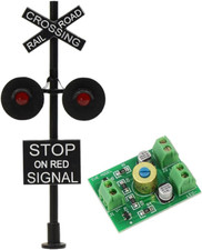 JTD877RP 1 Set HO Scale Railroad Train/Track Crossing Sign 2 Heads LED Made + Ci