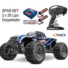 Traxxas Stampede 4x4 Vxl Bleu Rtr + 2x 3S 5000 MAH Akku Et Double Chargeur