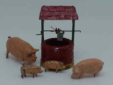 Lot d'anciens soldats en métal Britains La ferme PUIT ET COCHONS Réf.FE8