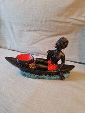 Pirogue en Plâtre Art Colonial Africain Vintage Années 50