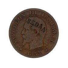 Monnaie France 5 centimes contremarque "Sedan" Napoléon III Bronze 1857