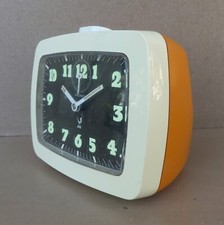 Réveil à clé JAZ DISCRETO CLAUSIC ORANGE vintage ancien MARCHE old alarm clock