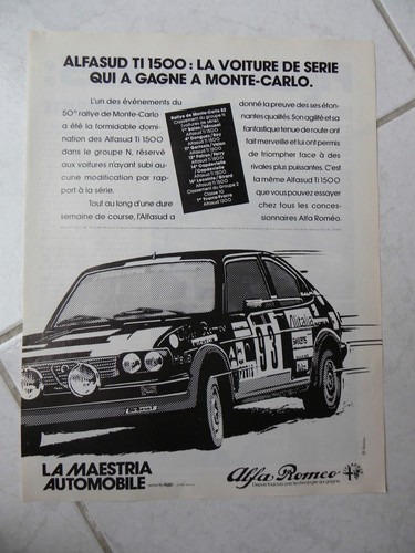 Publicité alfa romeo alfasud - publicité,
