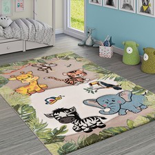Tapis Pour Enfant Jungle Animaux Beige Crème