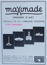 PUBLICITE MAXONADE VERRIER D'ART LUMINAIRE MODERNE LAMPE DE 1931 FRENCH AD PUB