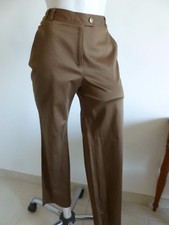 BEAU PANTALON NEUF " ANTONELLE " TISSU SATINE MARRON GLACE TAILLE 42 
