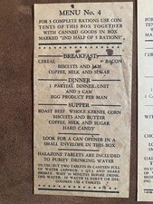 MENU 4   US ARMY 1944 ration