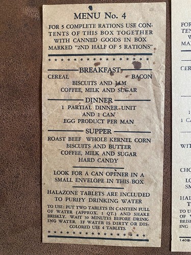 Menu army 1944 - 4,