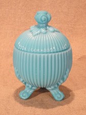 Bonbonnière sucrier en opaline bleue  Portieux  Vallerysthal