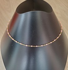 Collier perles résine Rose acier inoxydable or artinal fait main femme 50 cm