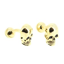 Tony & Paul. Boutons de manchette. tête de mort, Acier rhodié. Jaune doré  - Fan