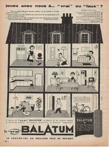 PUBLICITÉ DE PRESSE 1959 LE VRAI BALATUM LE COUVRE-SOL AU MEILLEUR PRIX