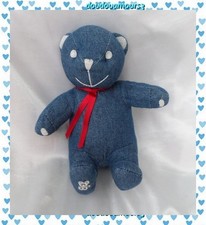 Doudou Peluche Ours Assis Bleu Jeans OBAIBI