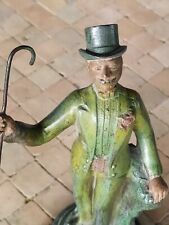 Sculpture Statue en métal polychrome d'origine ,Gentleman    Parisien , Ancien  