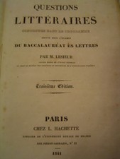 Lesieur Baccalauréat Lettres Questions littéraires 1841