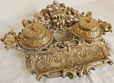 Double encrier et porte plume en bronze XIXe siècle