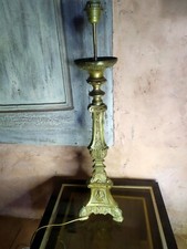 Pique cierge  bougeoir bronze Lampe Christ  Vierge Marie Saint XIXème église *