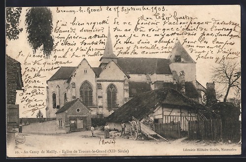 Cpa camp mailly église - mailly,,